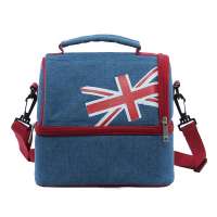 England Flags Printing Tin Foil Insulated Canvas Food Cooler Lunch Bag for Pupils Children Students