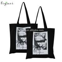 100% eco black promotional recycled custom shopping organic printed canvas cotton bag with print